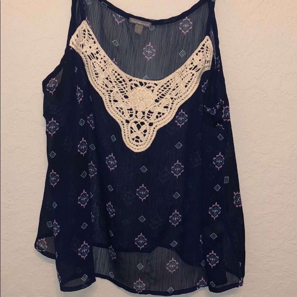 Charlotte Russe blue tank top mildly see-through